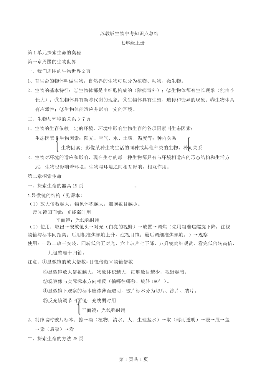 中考生物复习资料知识点整理(苏教版).doc_第1页