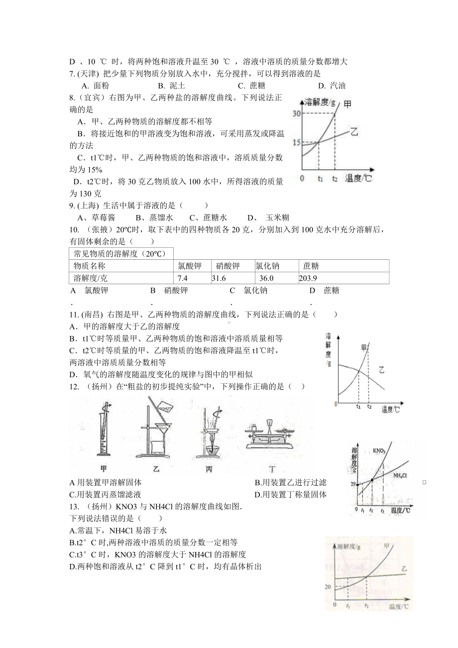 中考化学试题分类汇编及答案溶液.doc_第2页