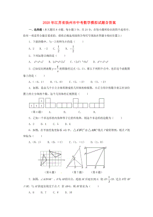 2020年江苏省扬州市中考数学模拟试题(含答案).doc