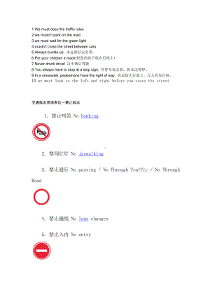 交通标志英语表达剖析.doc