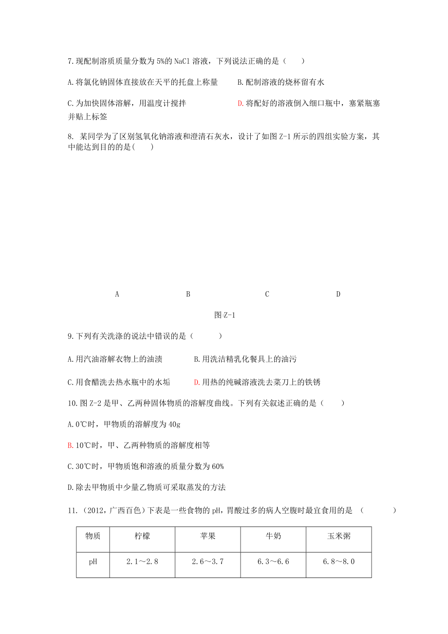 人教版九年级化学下册下册期中测试卷.docx_第2页