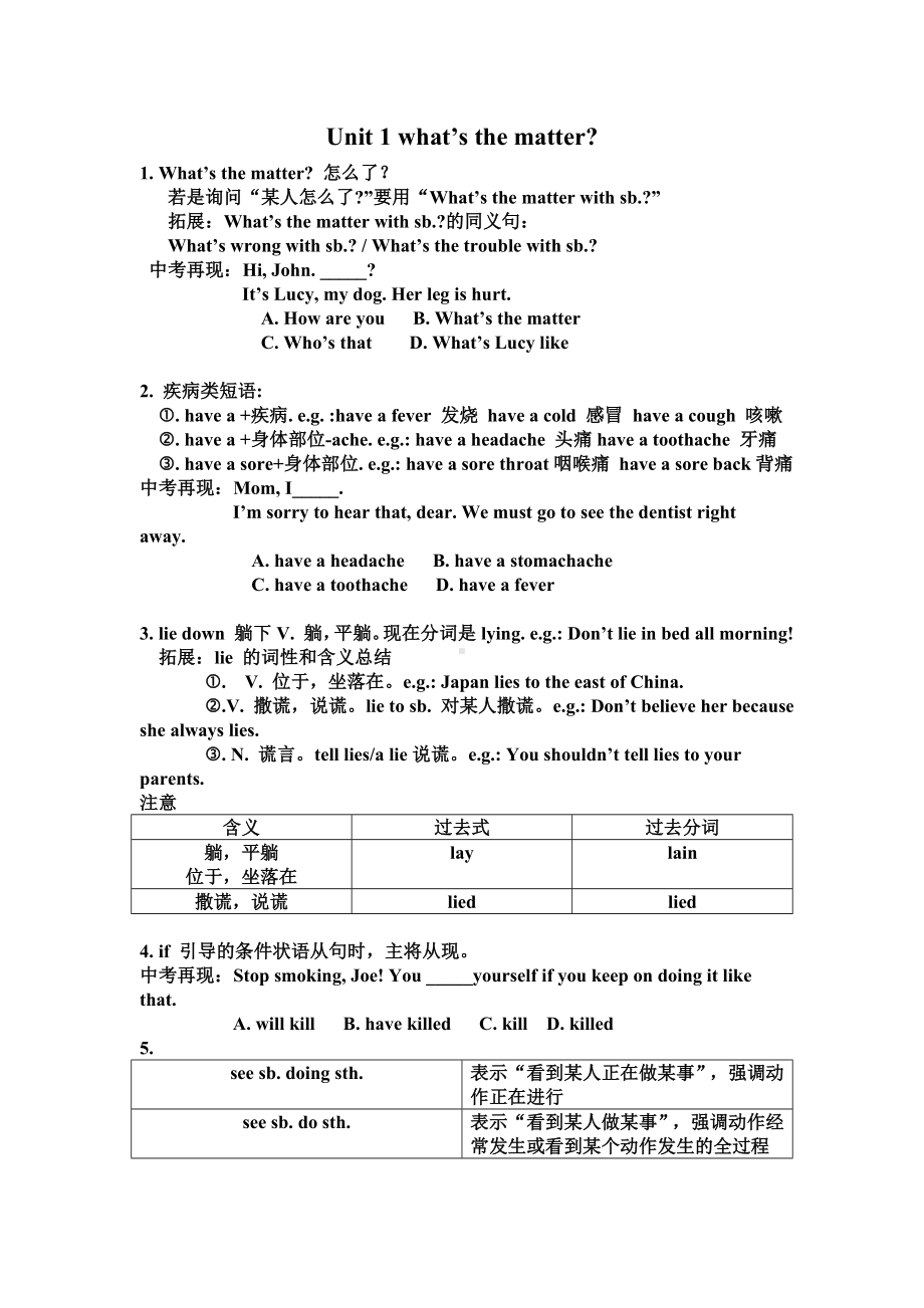 人教版英语八年级下册单元知识点总结教学提纲.doc_第1页