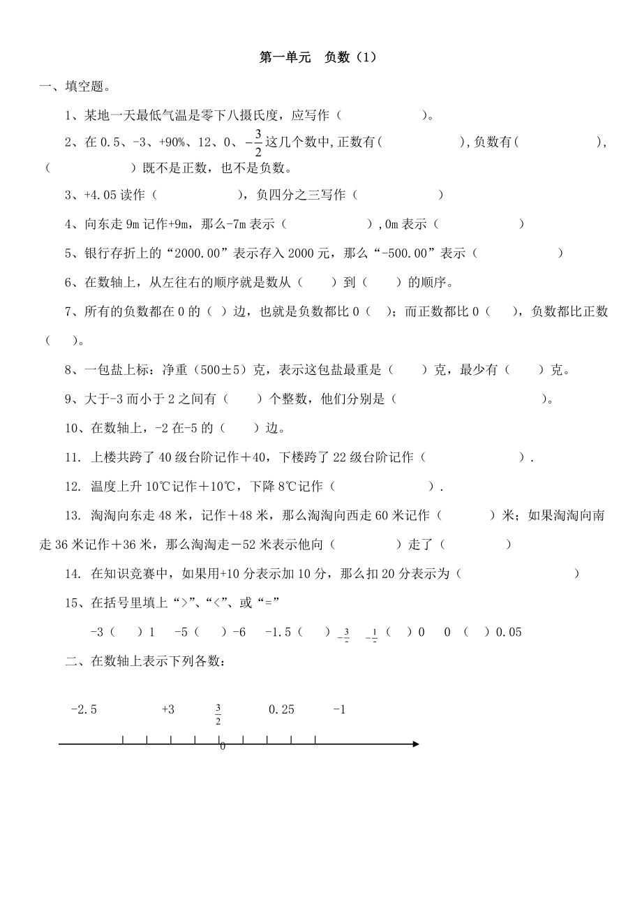 （最新）人教版六年级数学下册各单元练习题.docx_第1页