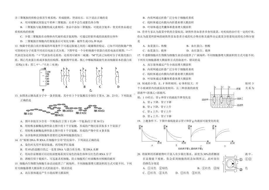 人教版高中生物必修一第一至第五章测试题.doc_第2页