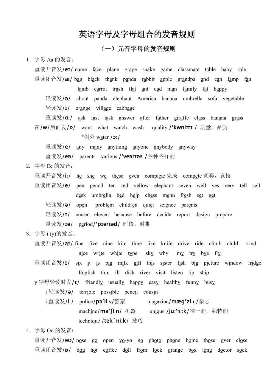 (完整版)英语字母的发音规则.doc_第1页