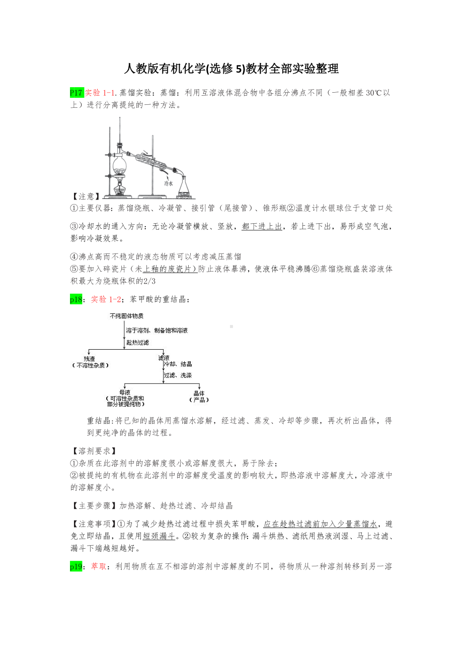 人教版有机化学选修5教材全部实验整理.doc_第1页