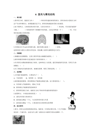 2.6 蛋壳与薄壳结构 同步试题（含答案）-2023新苏教版五年级下册《科学》.doc