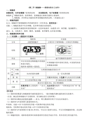 (完整版)第三章第二节细胞器-系统内的分工合作知识点总结.doc