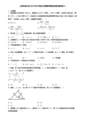 上海市徐汇区2019年八年级上学期数学期末试卷(模拟卷二).doc