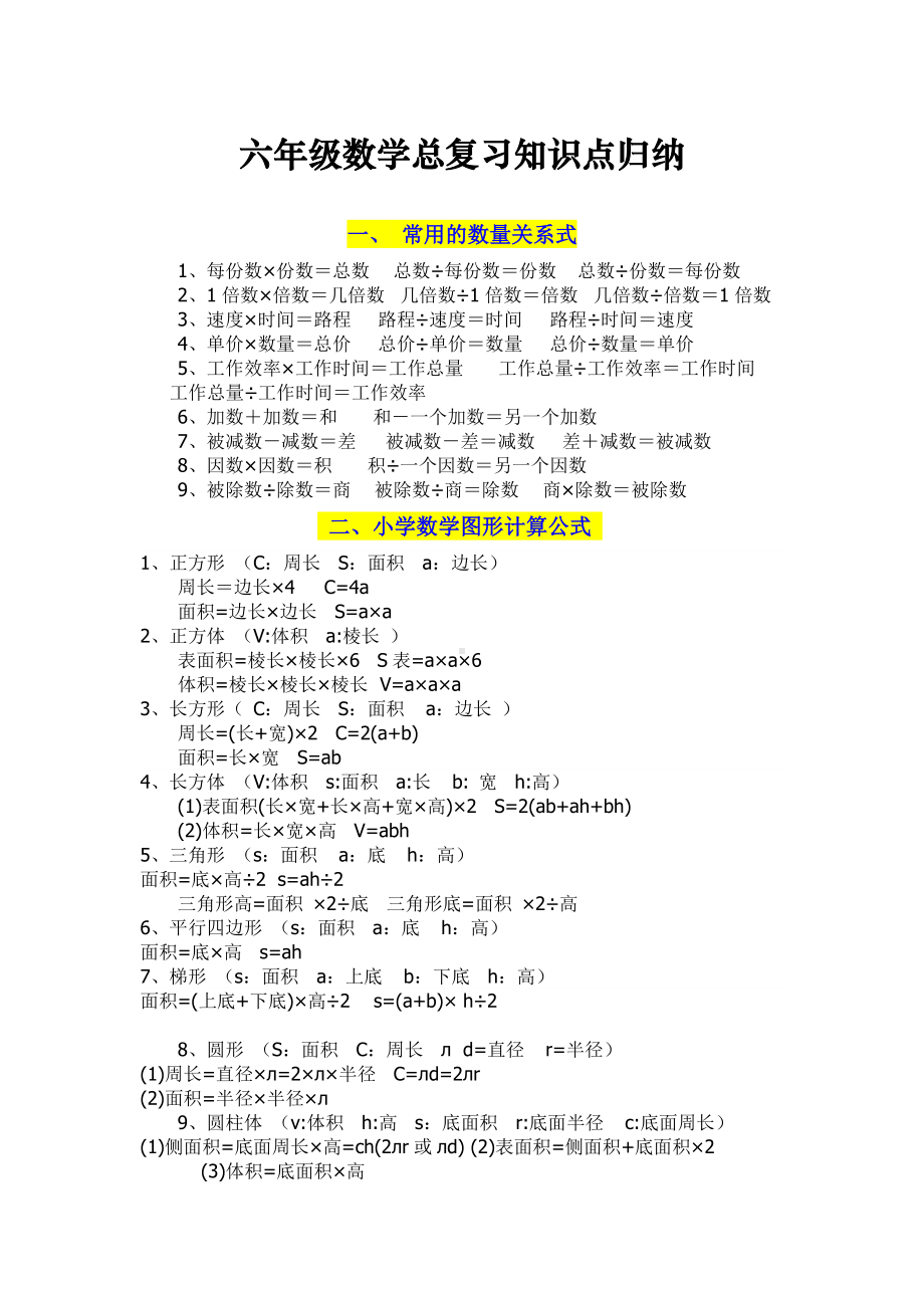 人教版六年级数学总复习知识点归纳.doc_第1页