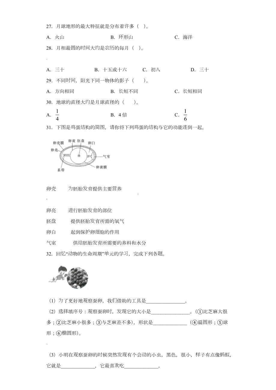 2020科教版科学三年级下册《期末考试试卷》(附答案).docx_第3页