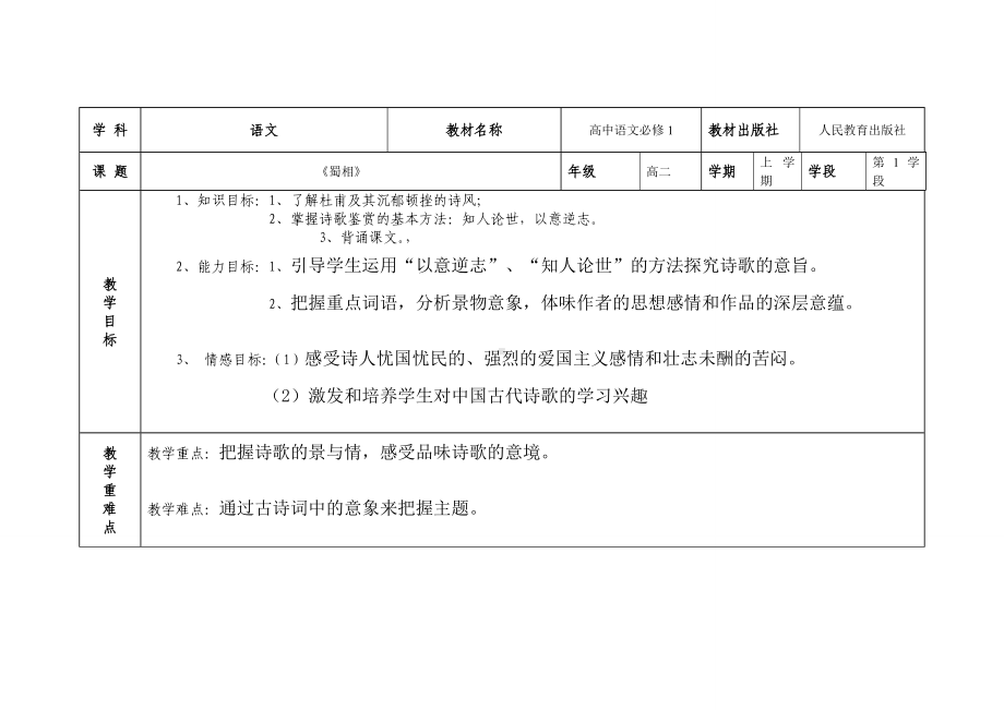 (完整版)高中语文教学设计参赛模板.doc_第1页