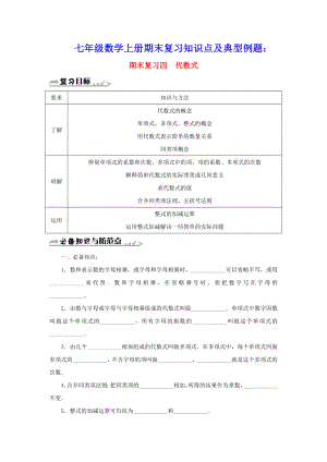 七年级数学上册第四章代数式期末复习知识点及典型例题新版浙教版(含参考答案).doc