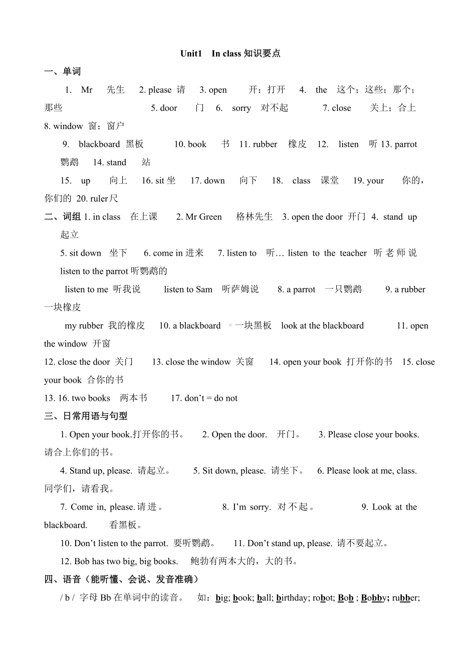 三年级下册英语素材知识点归类-译林版.doc_第1页