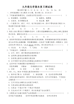 人教版九年级化学期末测试题含答案.doc