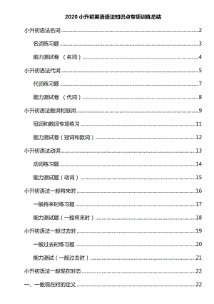 2020小升初英语语法知识点专项训练总结.doc