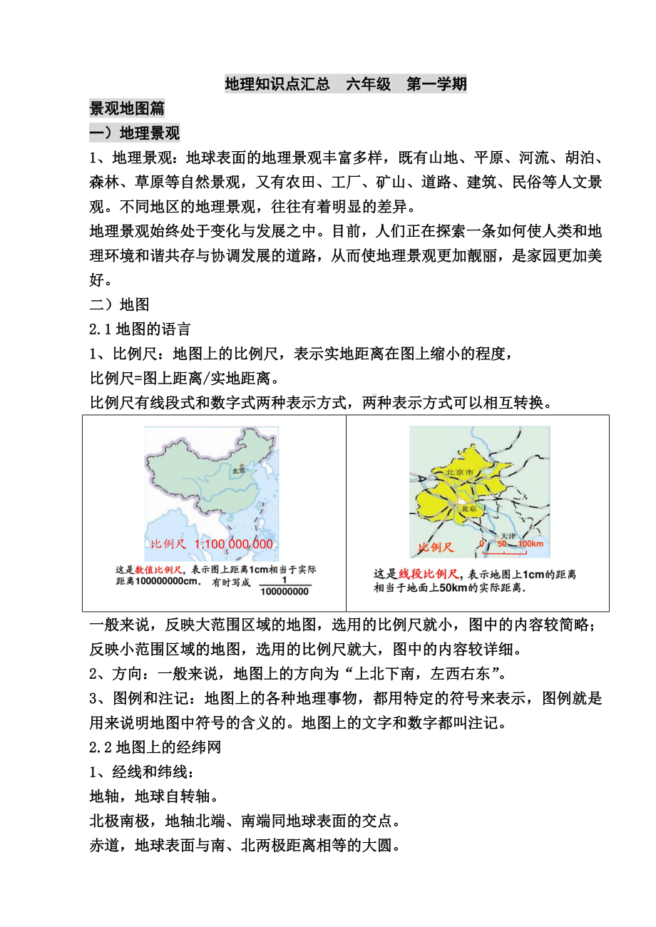 上海初中地理会考知识点汇总-六年级第一学期牛津版.doc_第2页