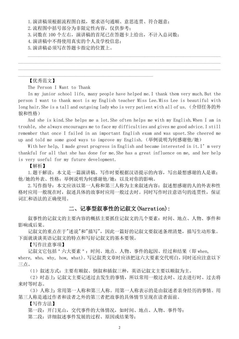 初中英语2023中考作文写作指导（记叙文+议论文+说明文+邀请信）.docx_第2页