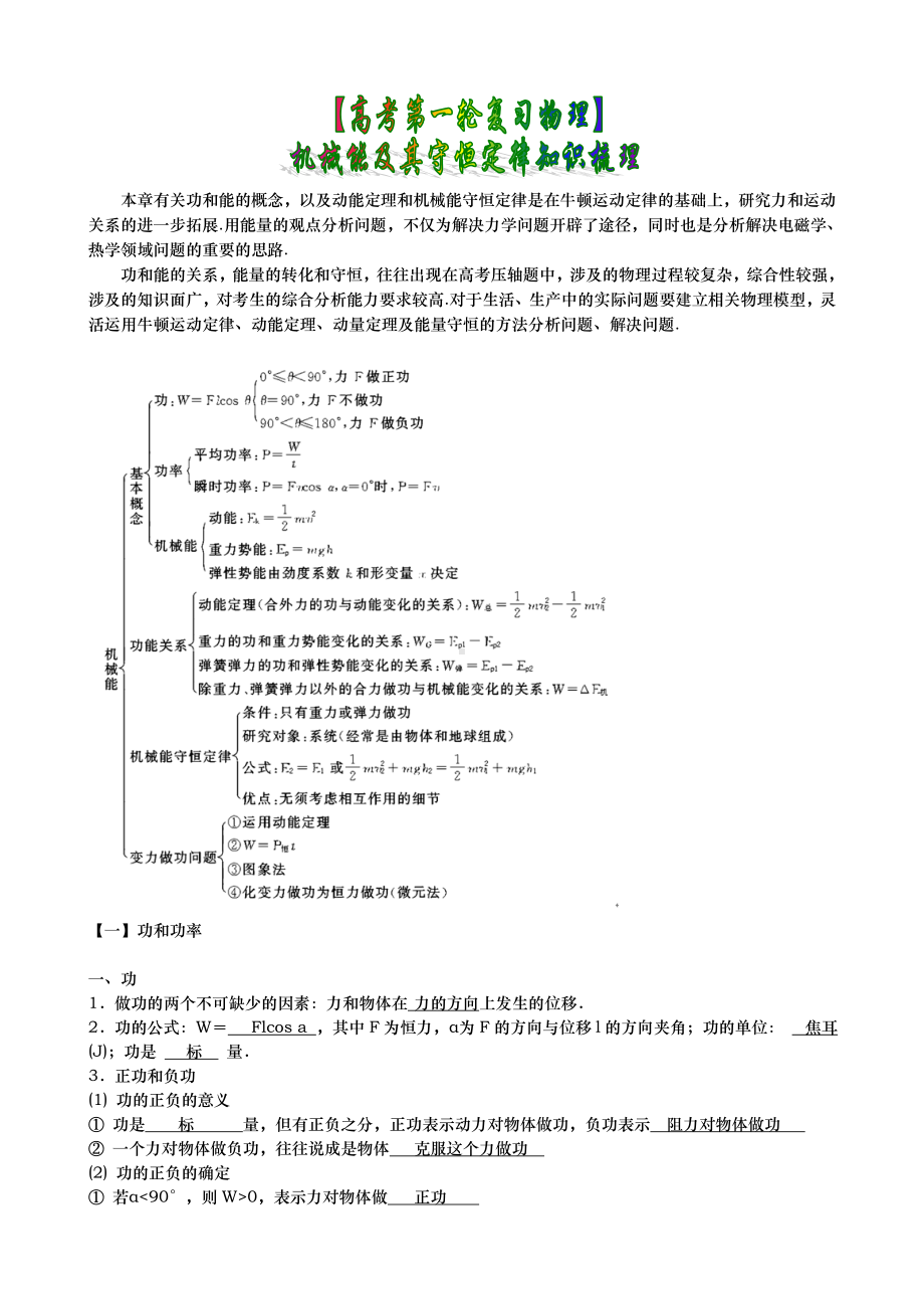 （高考第一轮复习物理）机械能及其守恒定律知识梳理.doc_第1页