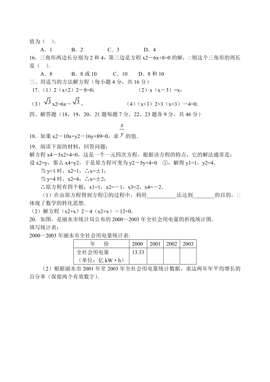 一元二次方程单元综合测试题(含标准答案).doc_第2页