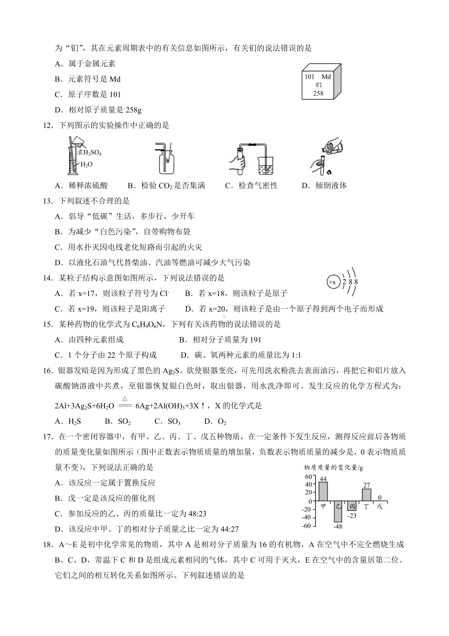 2019年云南省中考化学试题与答案.doc_第2页