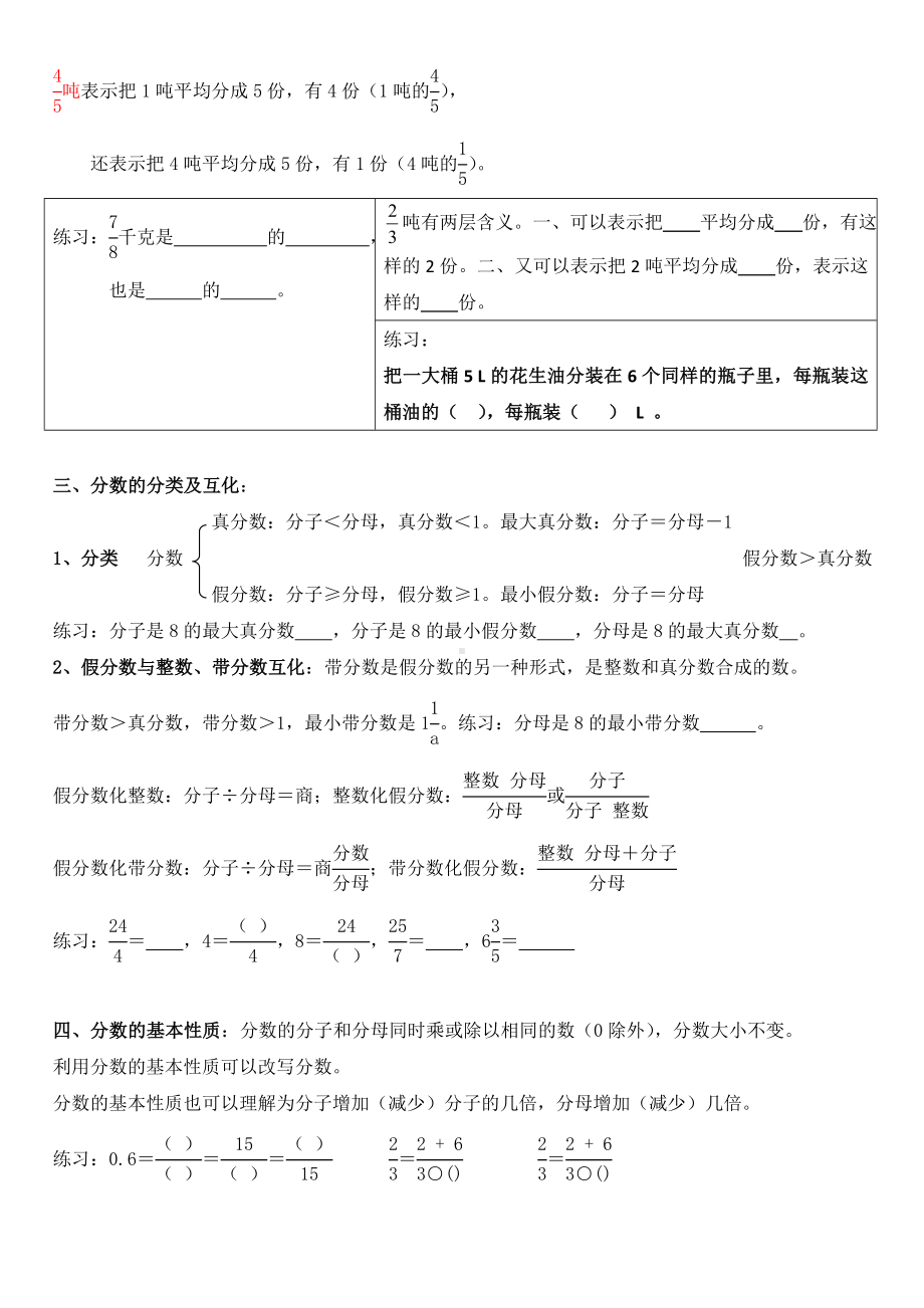 五年级下册分数意义的单元复习知识点.doc_第2页