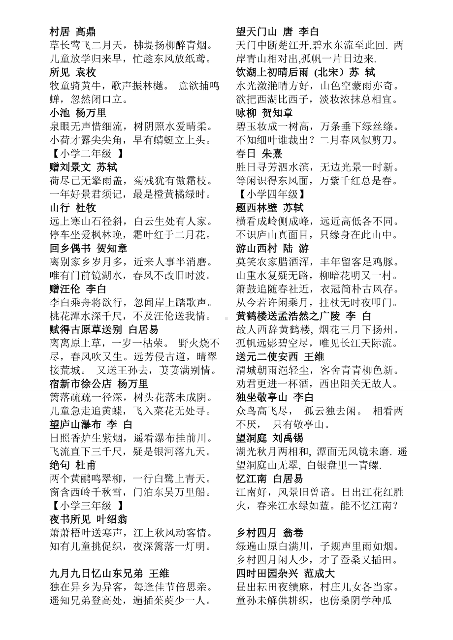 人教版小学语文古诗总复习资料.doc_第1页