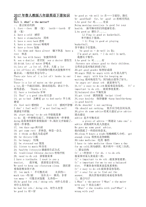 2019年最新版新目标八年级英语(下册)单元知识点归纳.doc