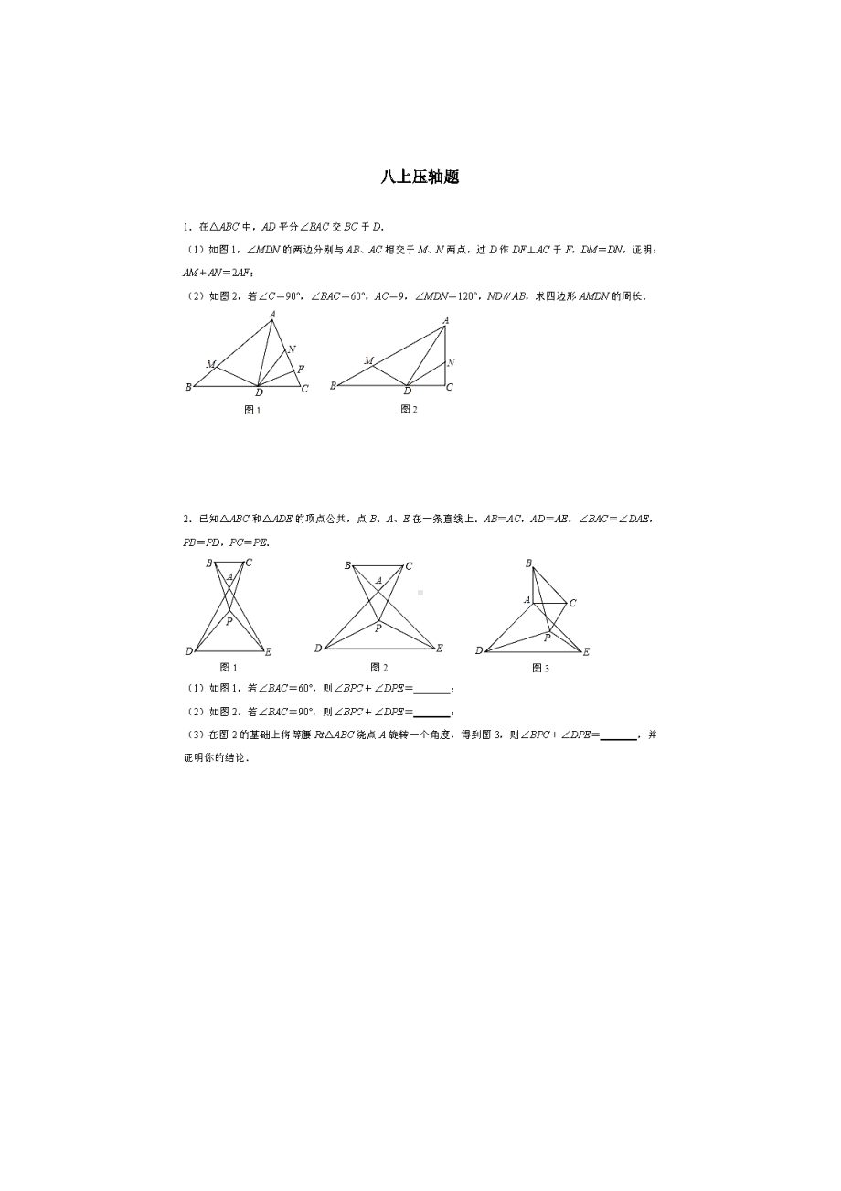 人教版八年级数学上册-压轴题汇编(图片版-无答案).doc_第1页