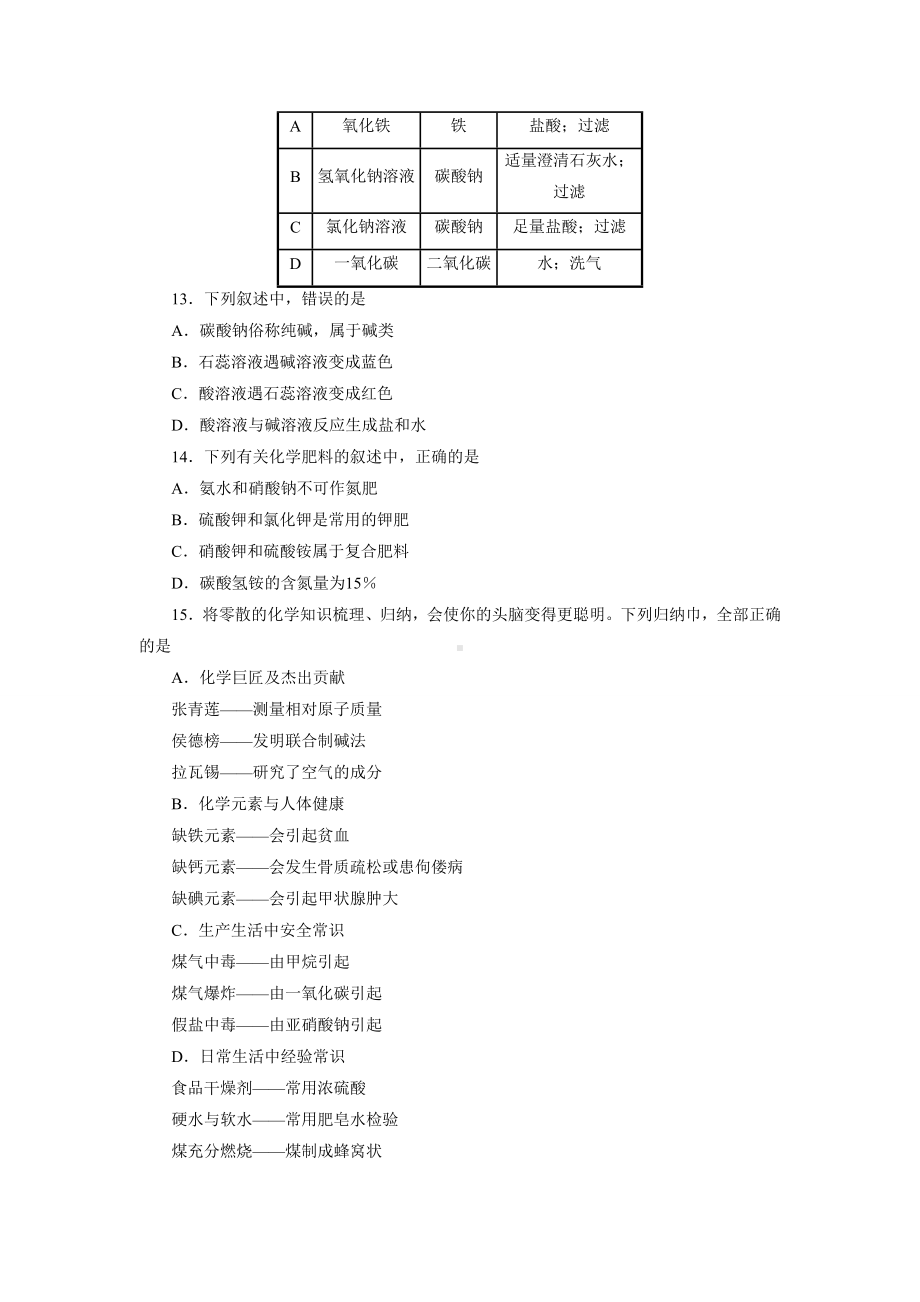 中考化学模拟试卷及答案(天津市).doc_第3页