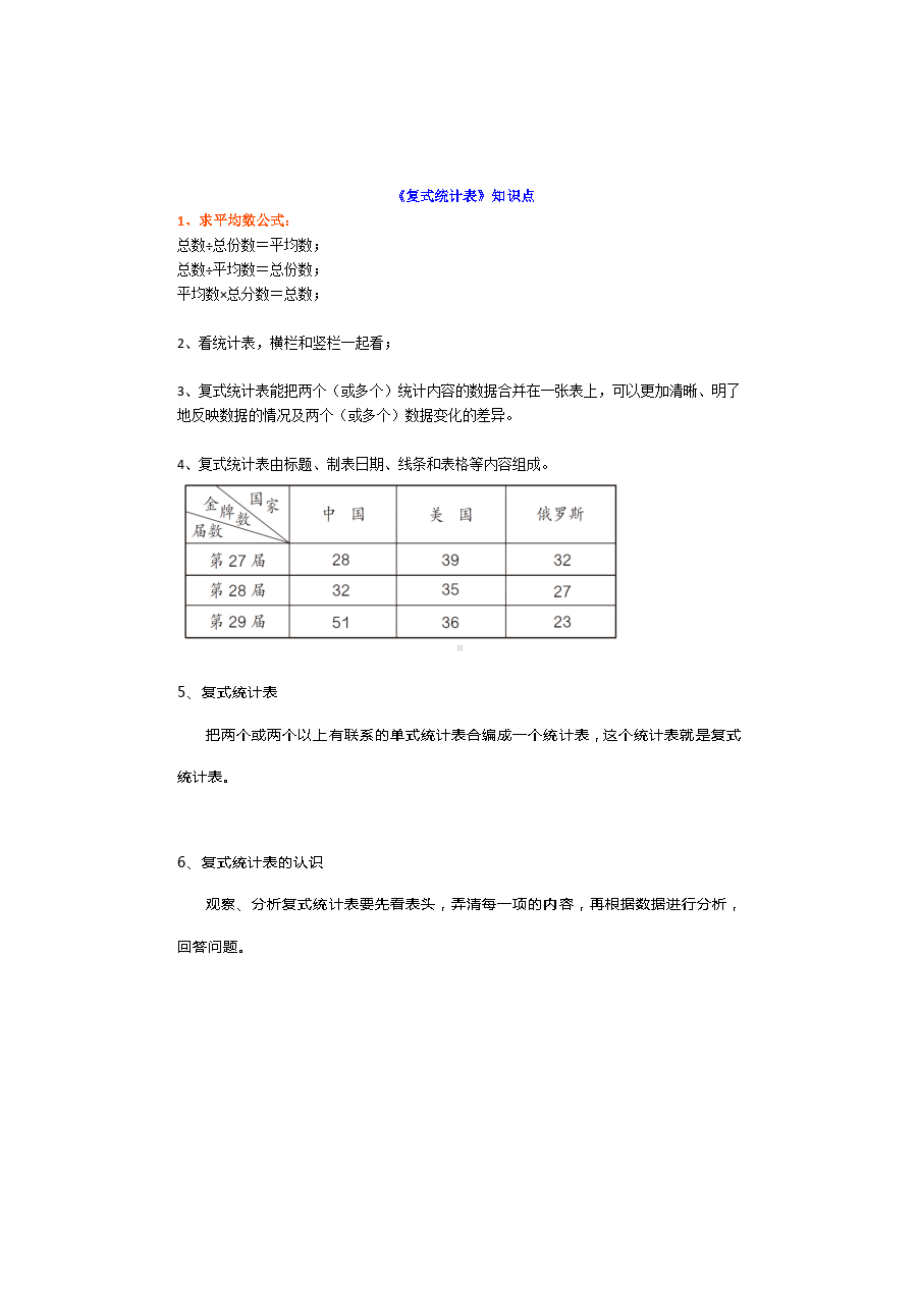 人教版三年级下册数学第三单元《复式统计表》知识点+同步练习.doc_第1页