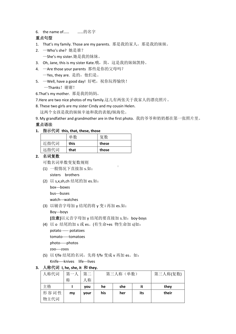 人教版英语七年级上册所有单元知识点总结.doc_第2页