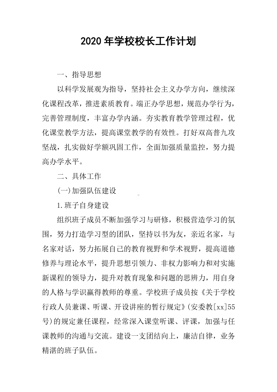 2020年学校校长工作计划.docx_第1页