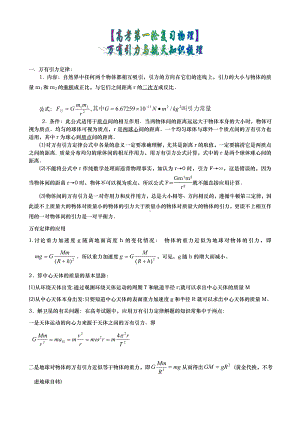 （高考第一轮复习物理）万有引力与航天知识梳理.doc