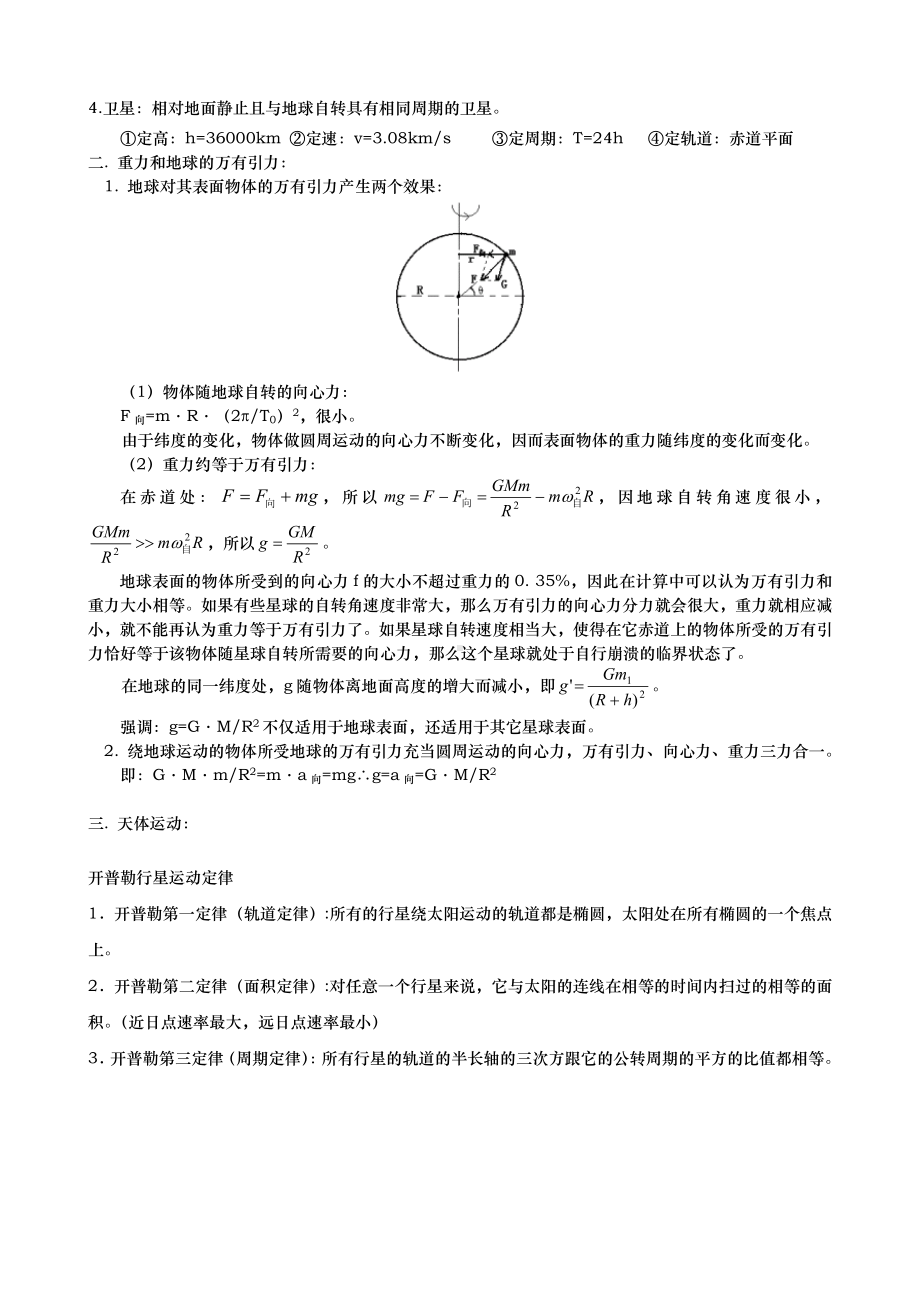 （高考第一轮复习物理）万有引力与航天知识梳理.doc_第2页