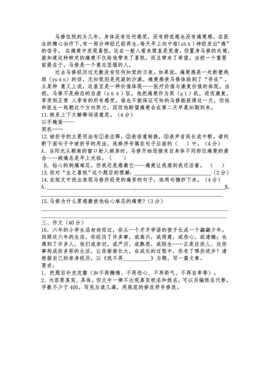 （最新）人教版小升初语文试题及答案.doc_第3页