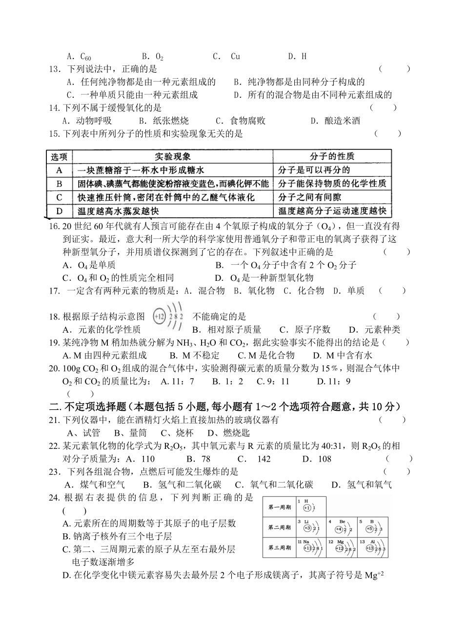 人教版九年级化学上册期中试卷.doc_第2页