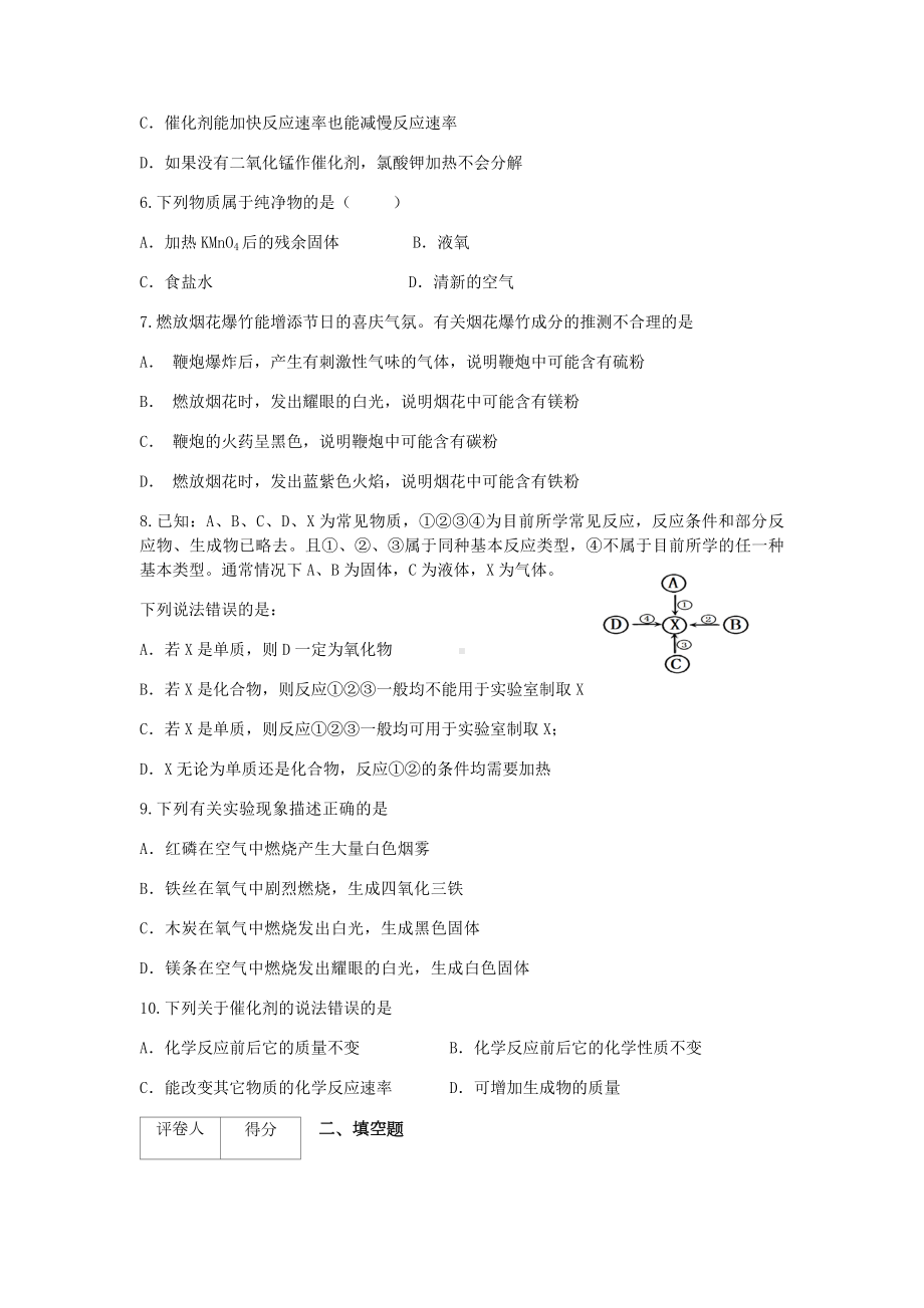 人教版九年级化学上册第二单元测试题(附答案).docx_第2页