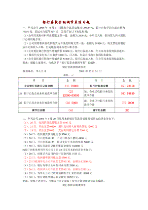 (完整版)练习题(-银行存款余额调节表).doc