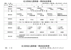 XX幼儿园班级一周活动安排表课案.doc