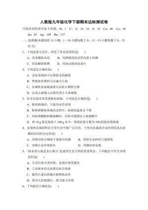 人教版九年级化学下册期末测试卷(含答案).doc