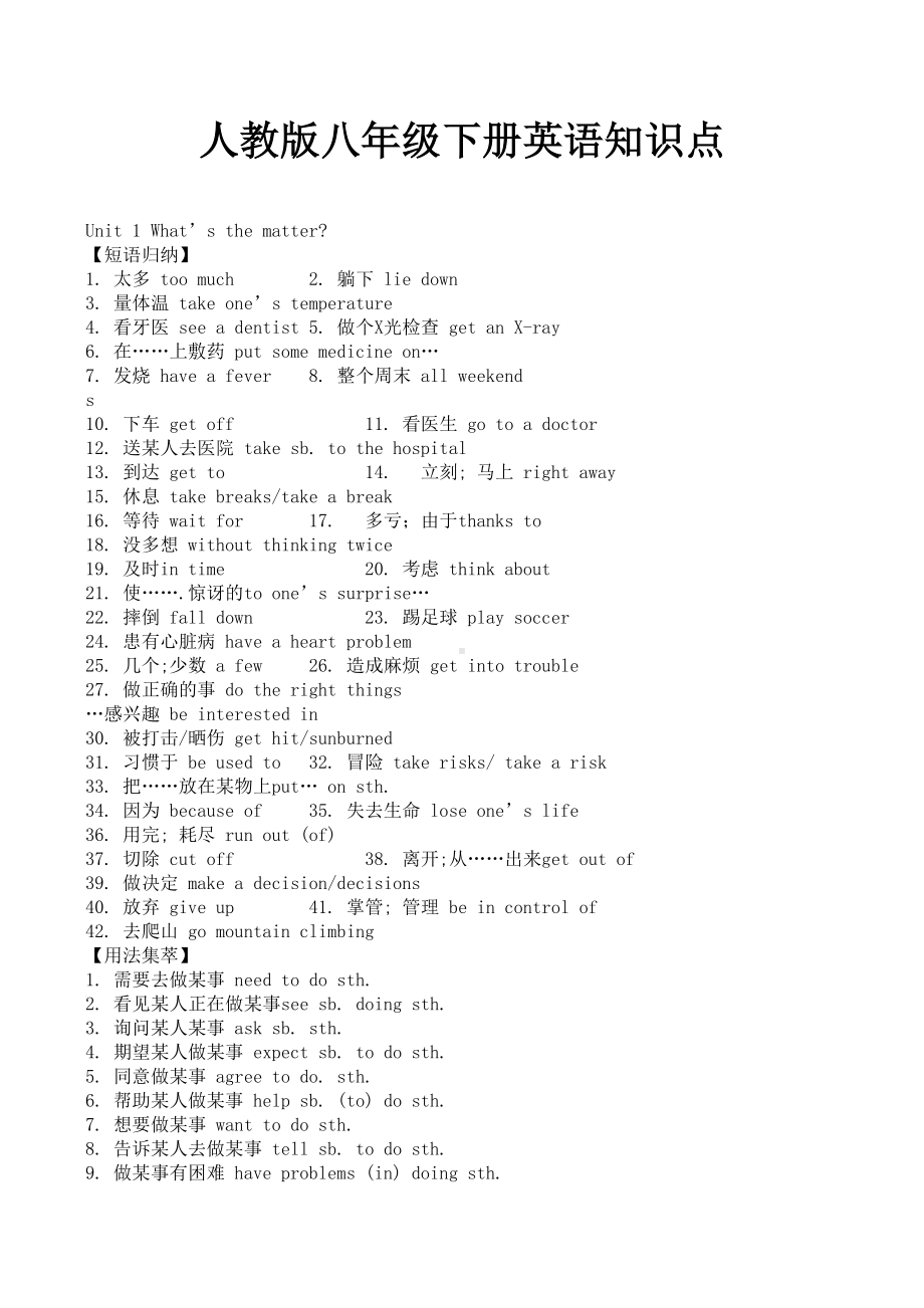 人教版八年级下册英语知识点.docx_第1页