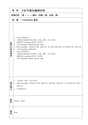 VB备课详细教案(选修课).doc