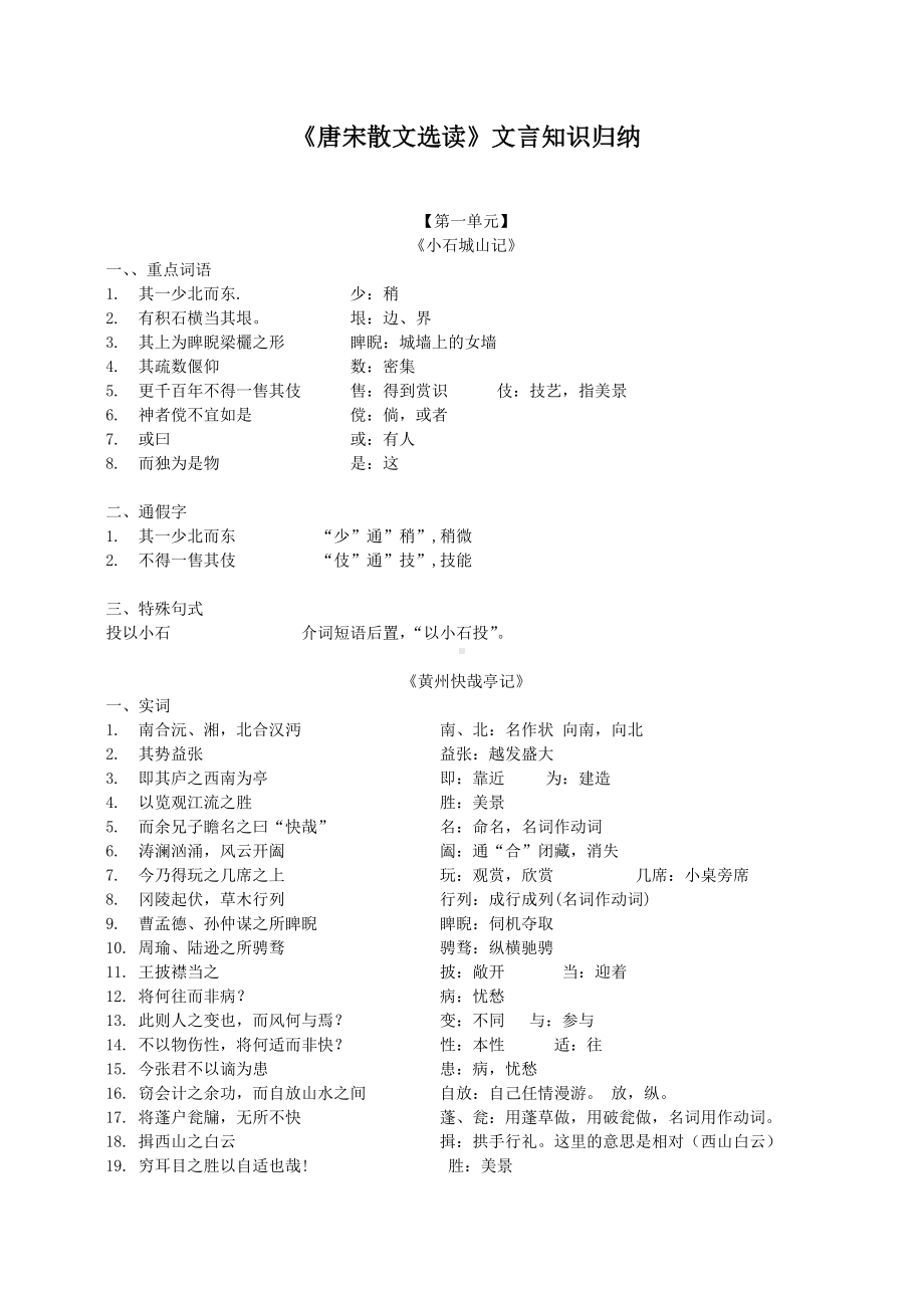 《唐宋散文选读》文言知识归纳剖析.doc_第1页