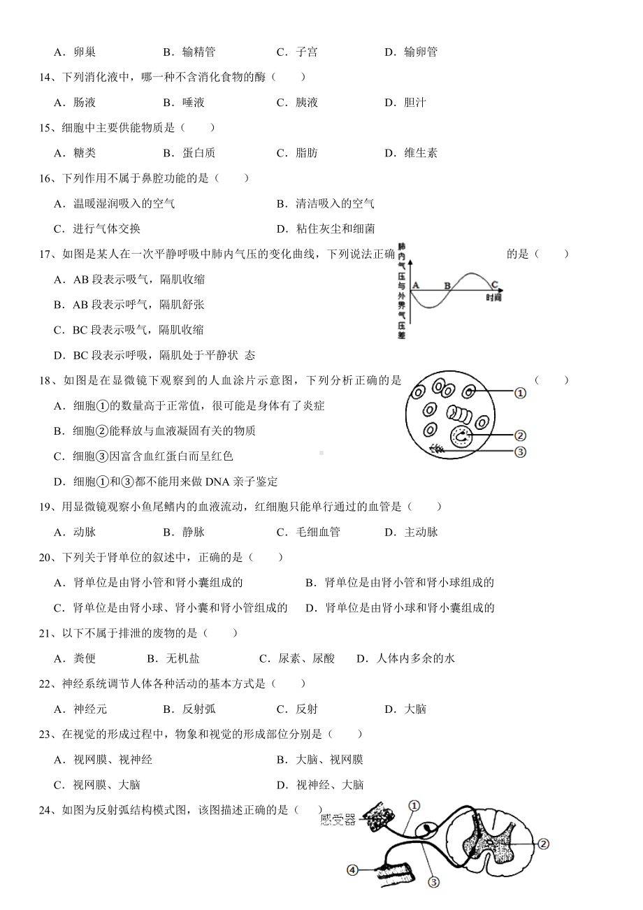 2020年初中生物人教版八年级生物试卷.doc_第2页