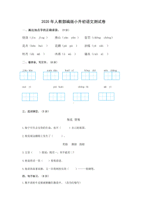 2020年部编人教版小升初语文考试试卷(含答案).docx