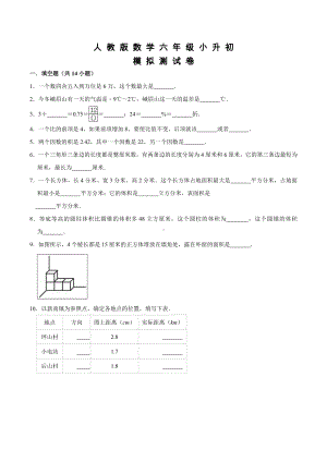 人教版数学小升初测试题及答案.doc