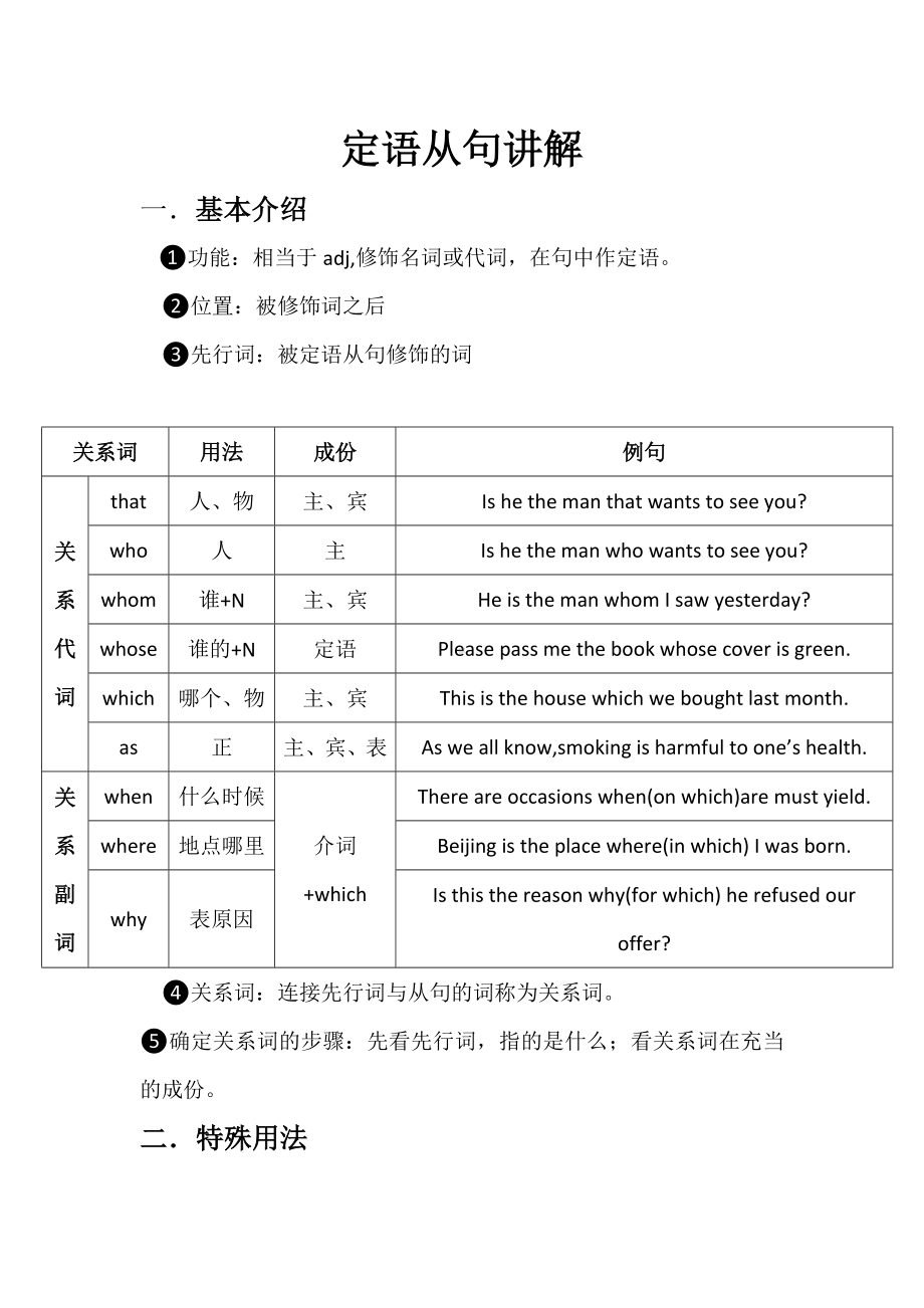 (完整版)高中英语定语从句讲解及练习题(含答案).doc_第1页