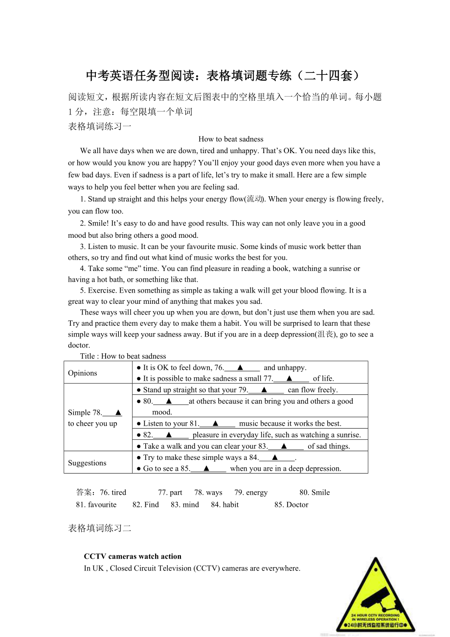 中考英语任务型阅读：表格填词题专练(附答案).docx_第1页