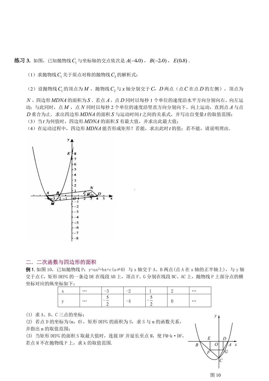 中考数学二次函数与四边形综合专题汇总.doc_第3页